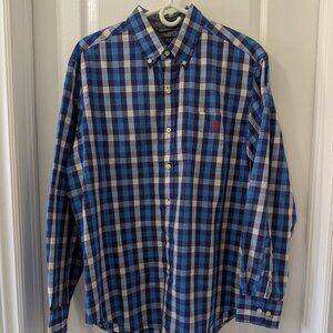 U.S. Polo Assn Blue Plaid Button Down Shirt Mens Large Classic Fit